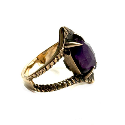 Serpent’s Bite Ring amethyst in Bronze