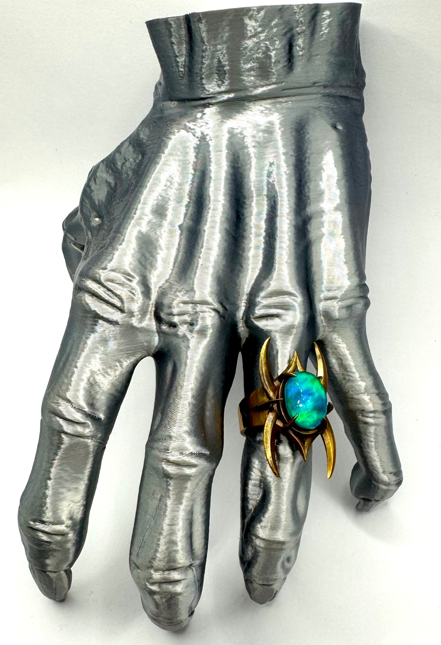 Helm of Loki Bronze Aurora Opal Brutalist Ring