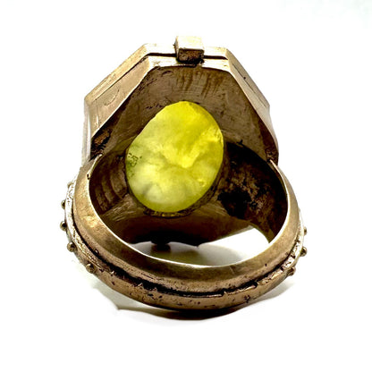 Citadel Ring With Prehnite in Bronze