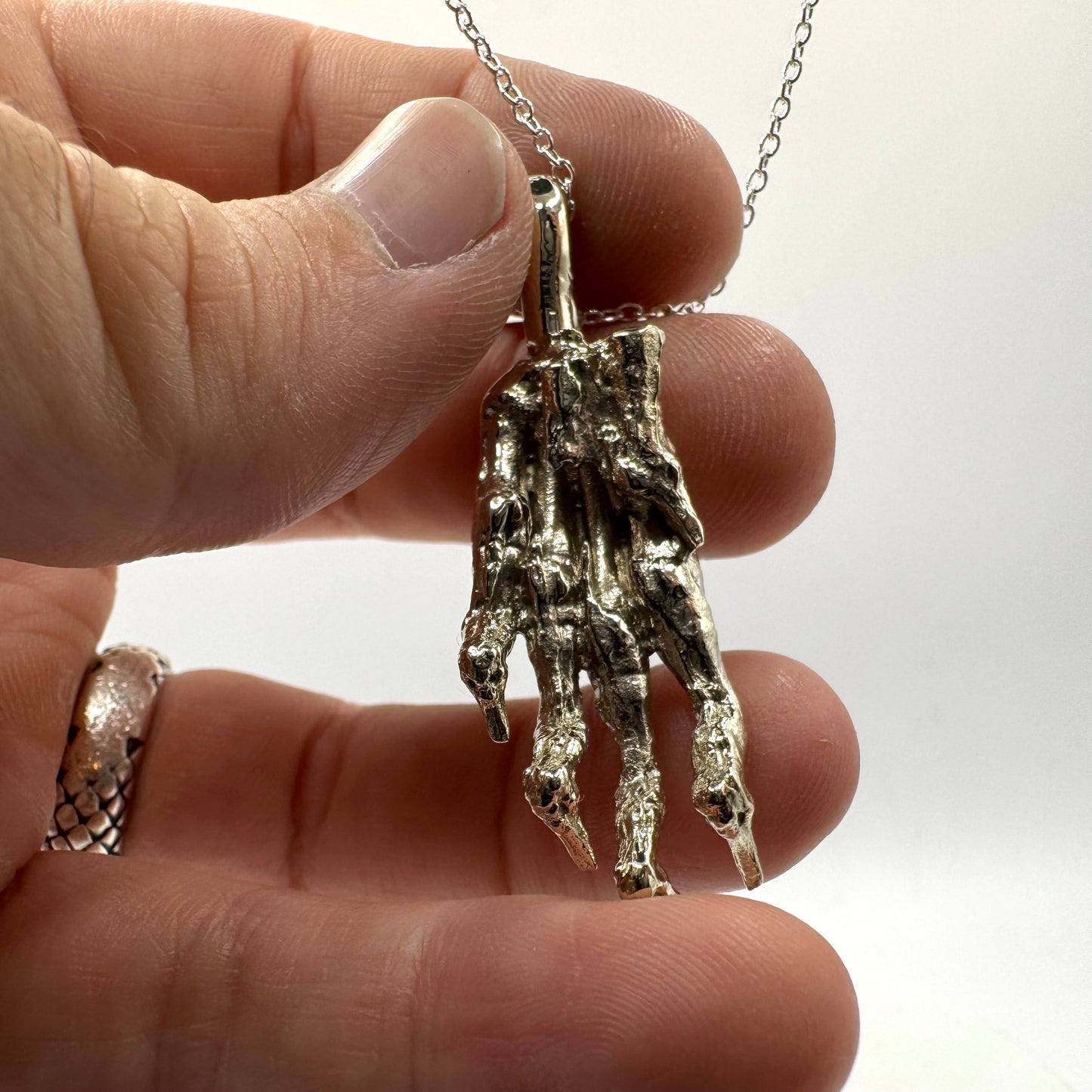 Lucky Rabbit’s Foot Talisman Necklace Polished White Bronze