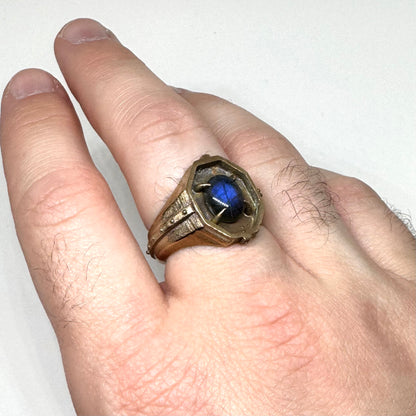 Citadel Ring With Labradorite in Bronze