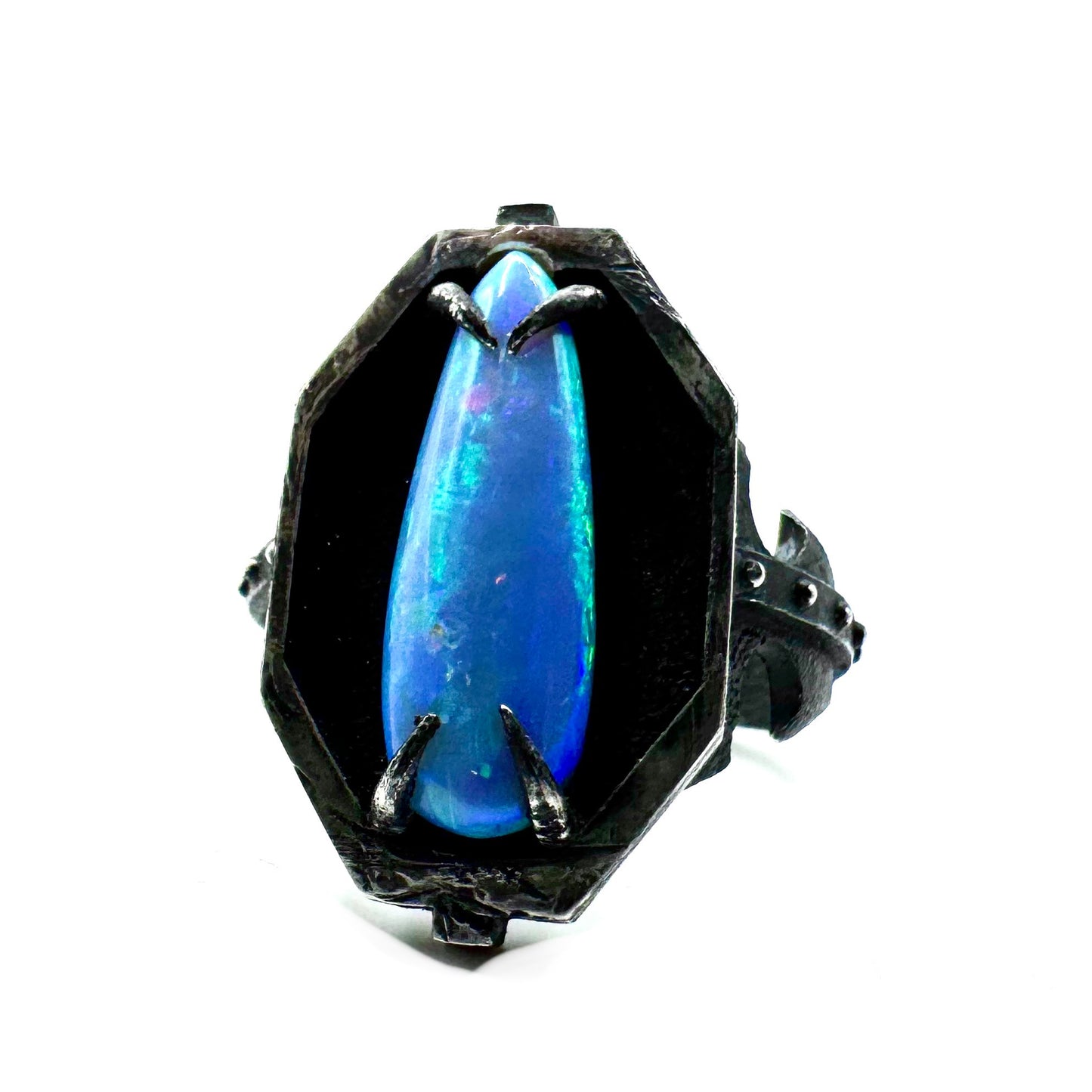 Black Opal Citadel Ring in Sterling Silver