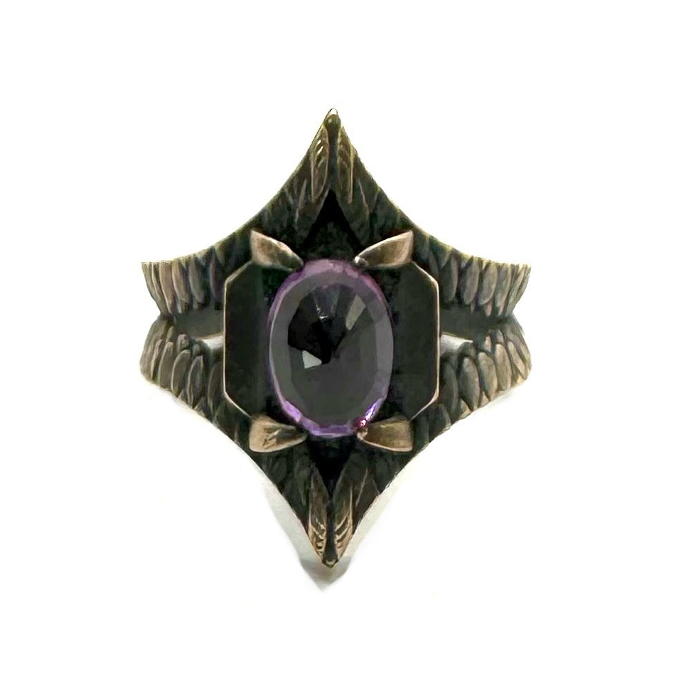 Serpent’s Bite Ring amethyst in Bronze