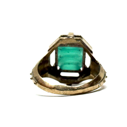 Citadel Ring With Uranium Glass in Bronze