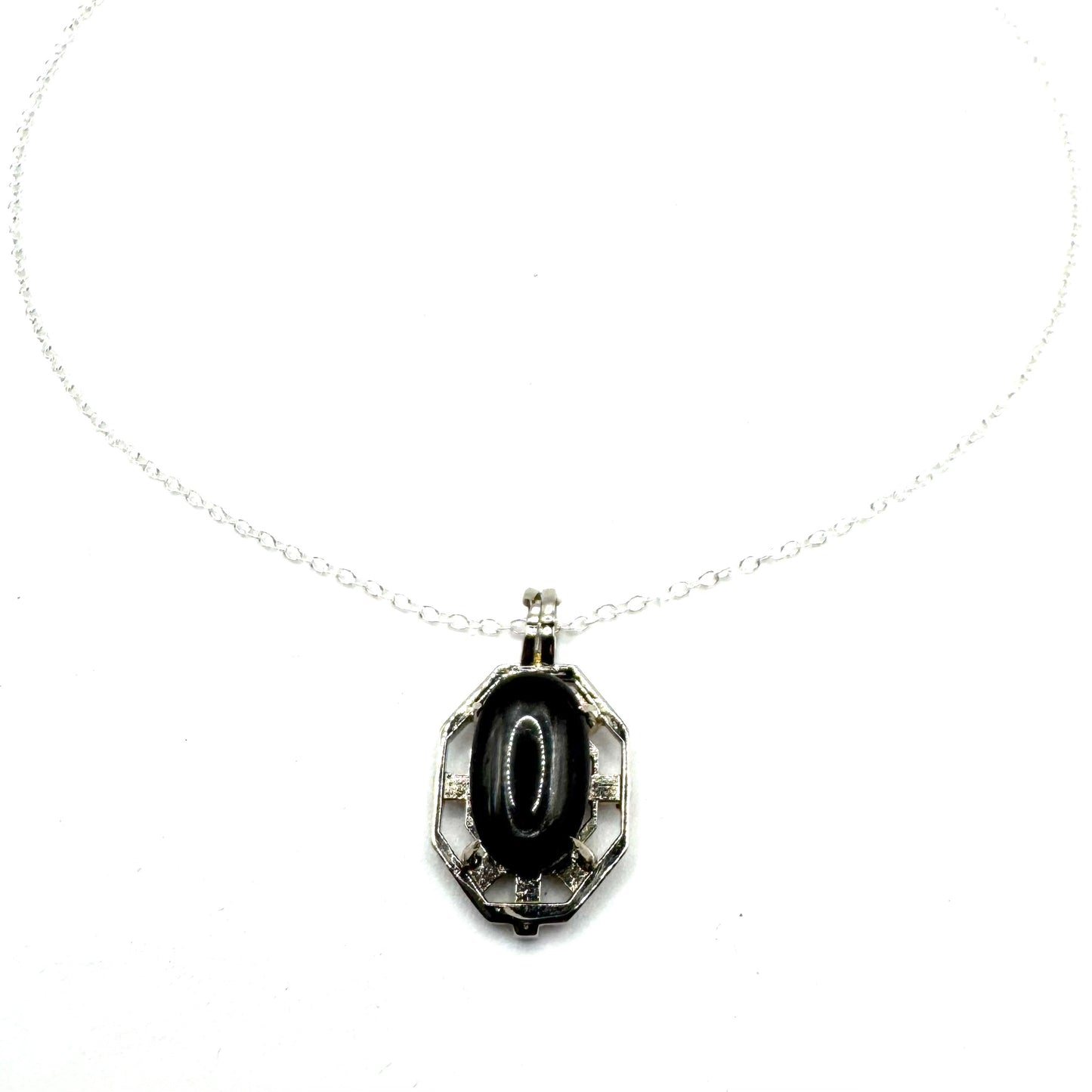 Sanctum Pendant In Black Star Diopside And White Bronze
