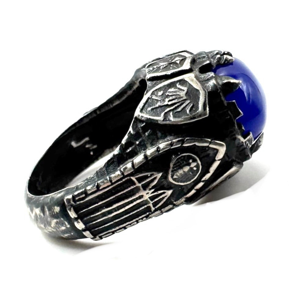 The Crypt of Kings Ring in Sterling Silver with Blue Onyx