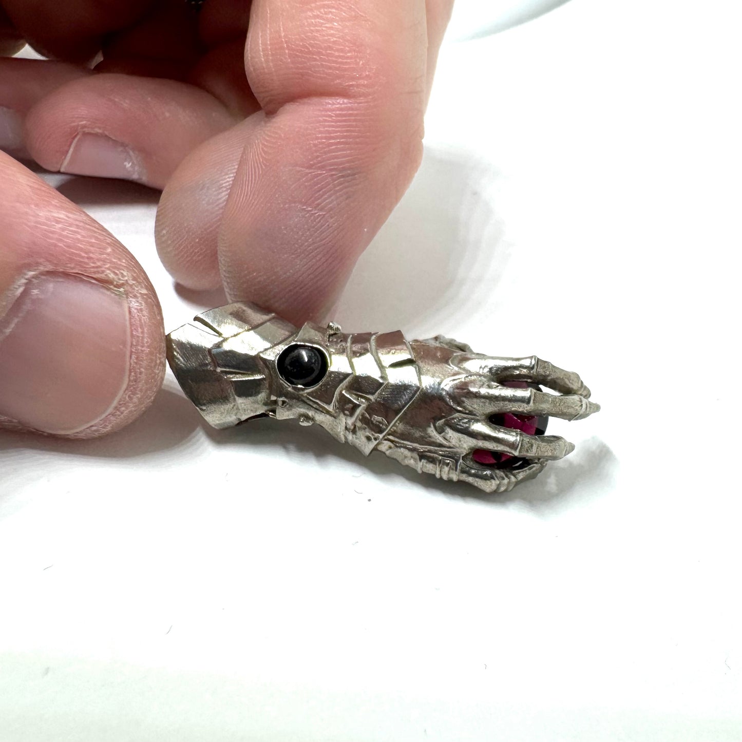 Abaddon Small Bronze Pendant Garnet and Onyx