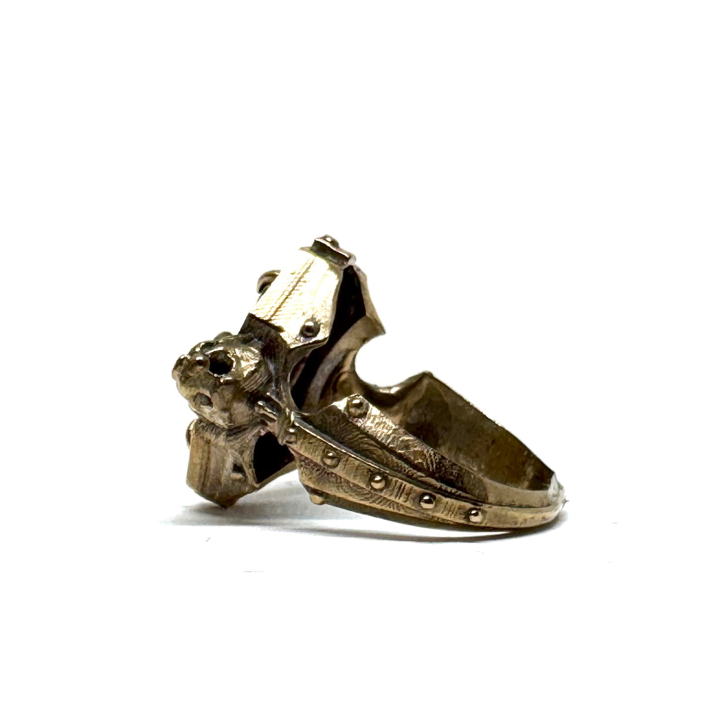 Citadel Ring With Garnet Tablet in Bronze