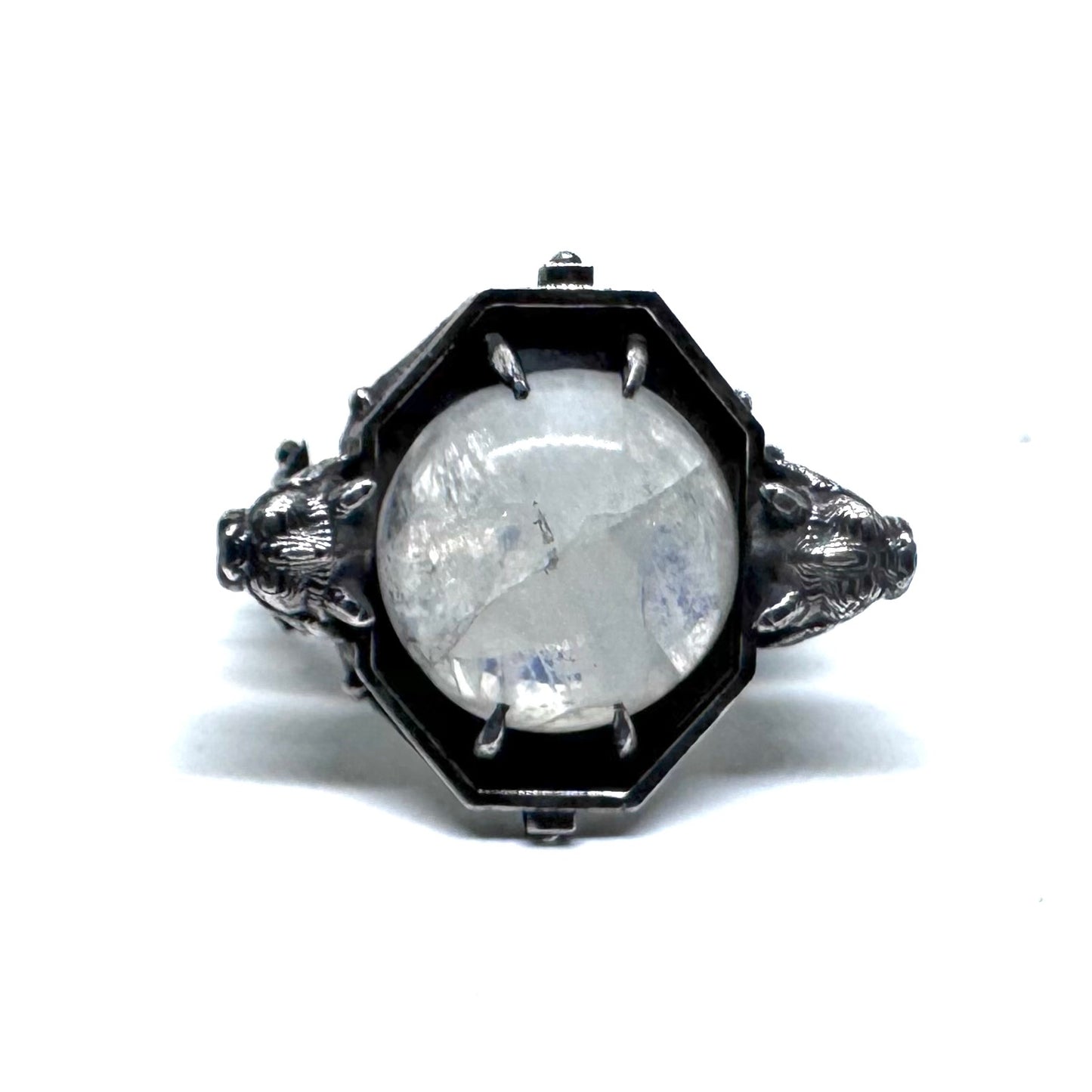 Moonstone Gargoyle Sanctum Ring In Sterling Silver
