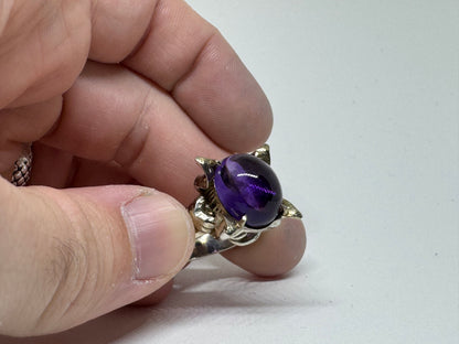 Barashyth’s Coil Ring Amethyst And White Bronze Band