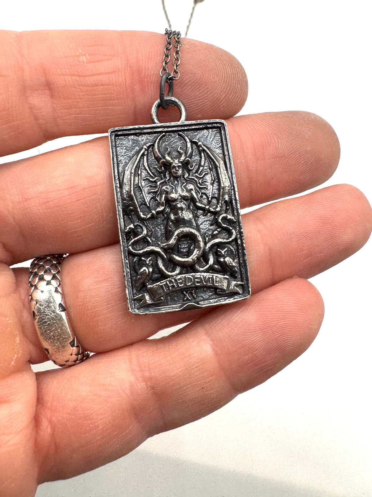 The Devil Lilith Tarot Card Pendant in Sterling Silver