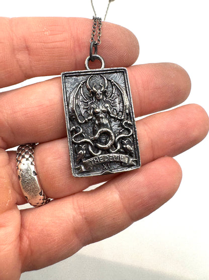 The Devil Lilith Tarot Card Pendant in Sterling Silver