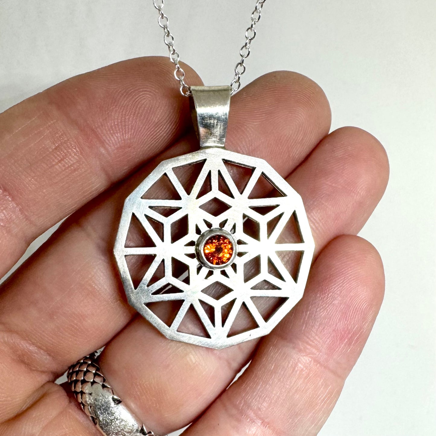 Solomon Key Pendant In Sterling silver with Mediera Citrine