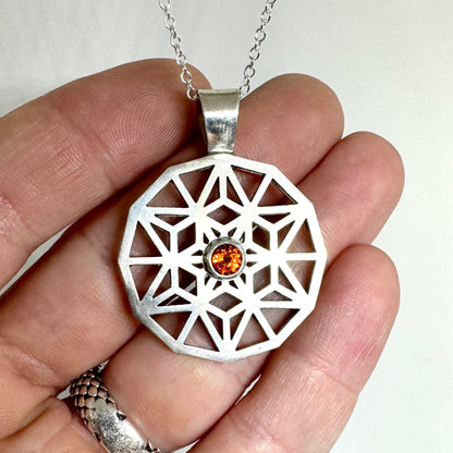 Solomon Key Pendant In Sterling silver with Mediera Citrine