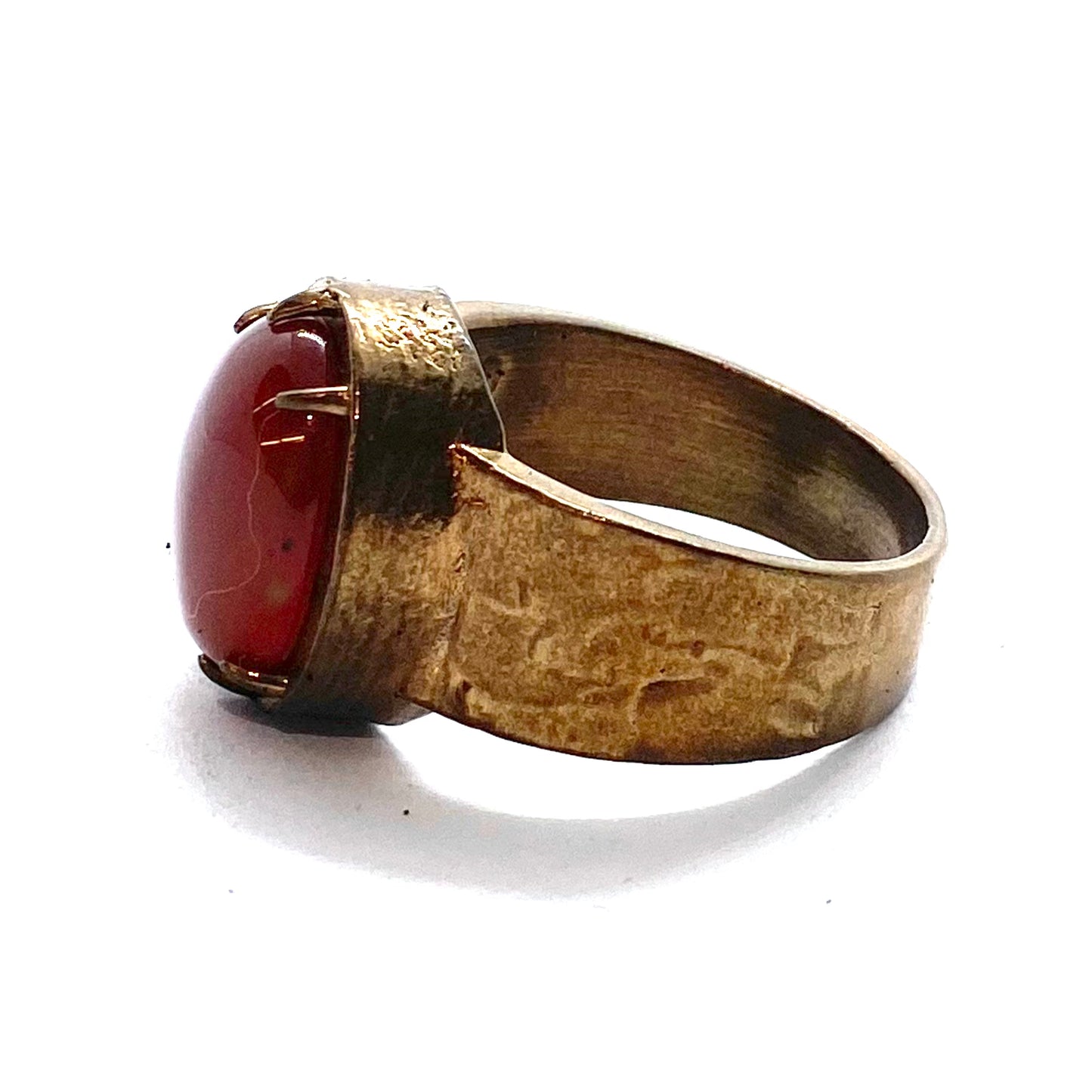 Valor Bronze Carnelian Brutalist Ring