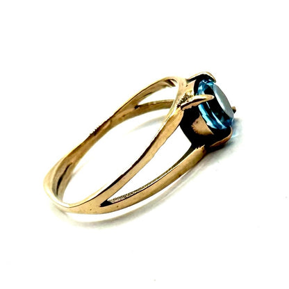 Swiss Blue Topaz Solitaire Bronze Ring