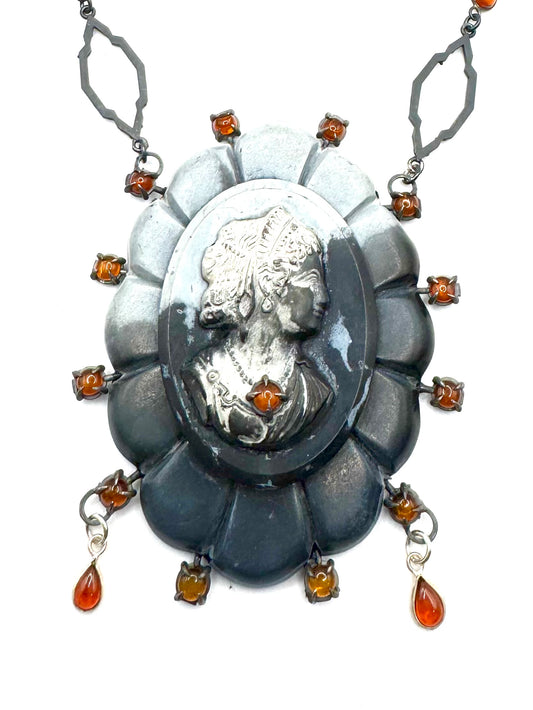Mourning Necklace Vulcanite and Sterling Silver