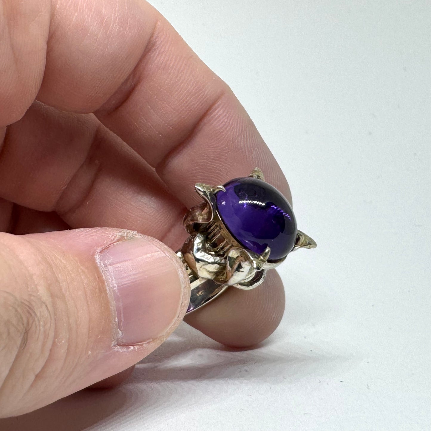Barashyth’s Coil Ring Amethyst And White Bronze Band