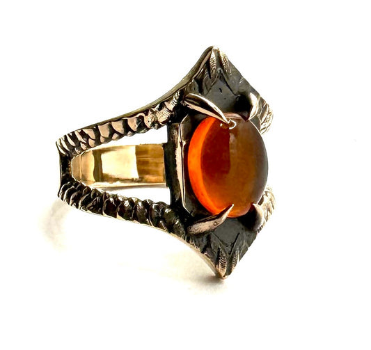 Serpent’s Bite Ring Amber in Bronze