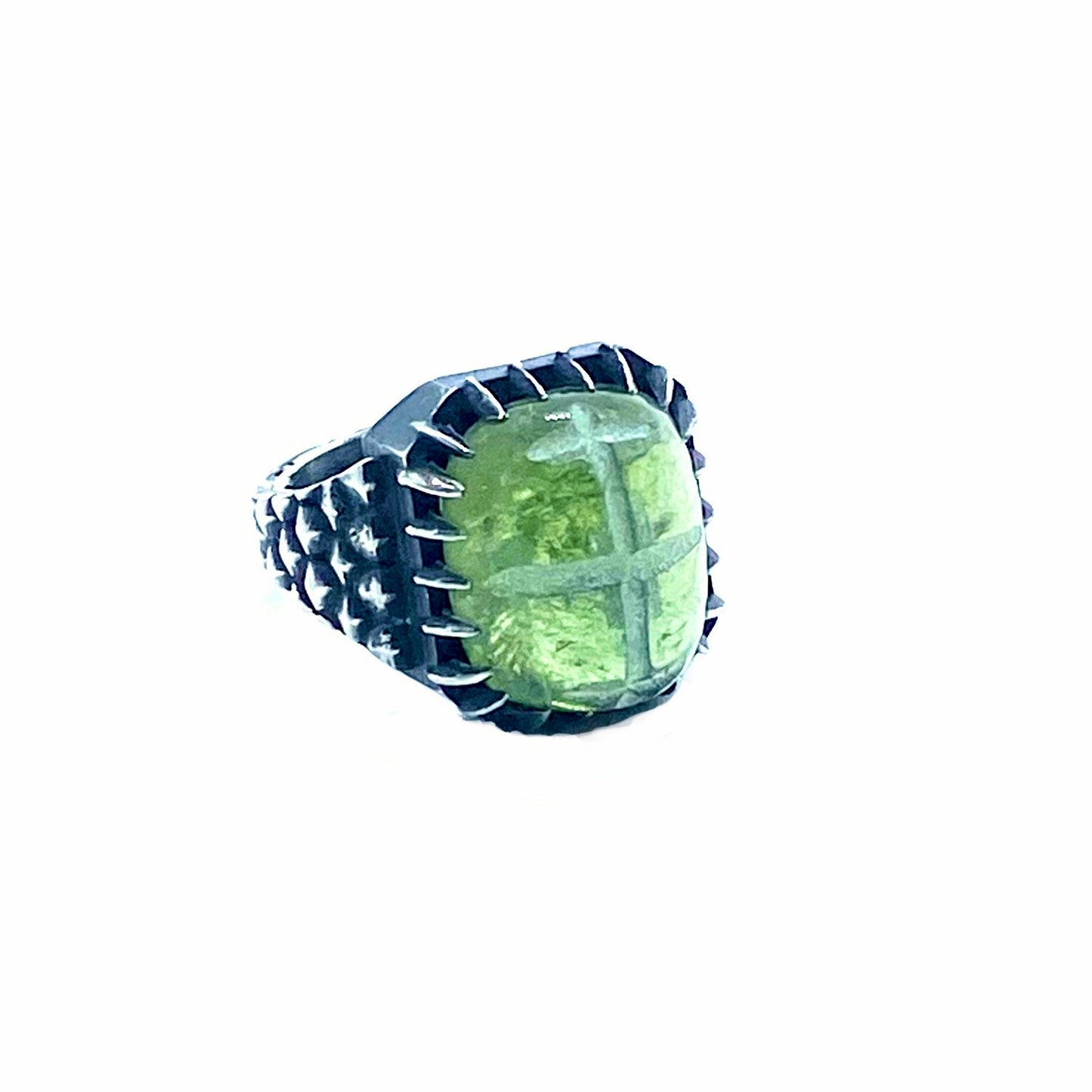 Brutalist Ring with Tourmaline in Sterling Silver