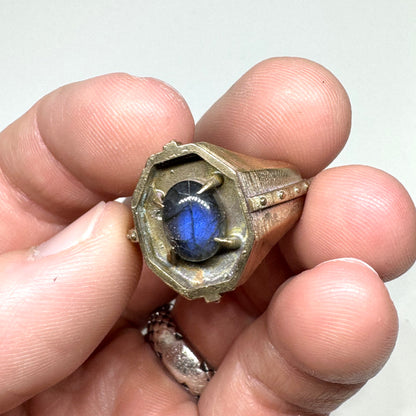 Citadel Ring With Labradorite in Bronze