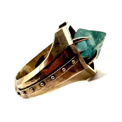 Citadel Ring With Raw Fluorite in Bronze