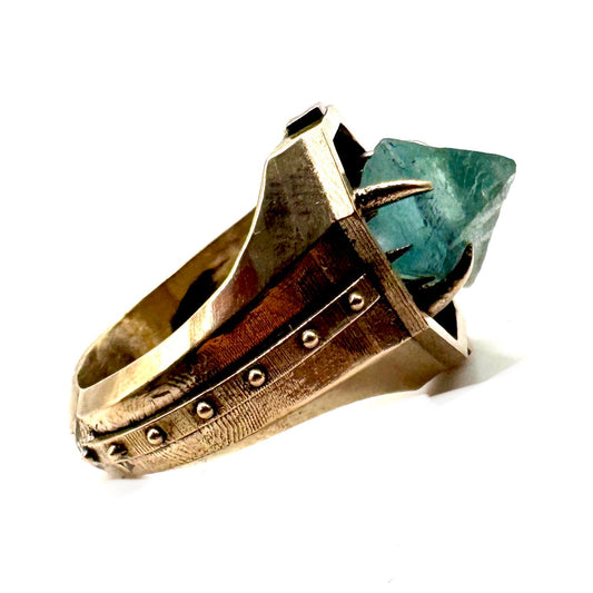 Citadel Ring With Raw Fluorite in Bronze