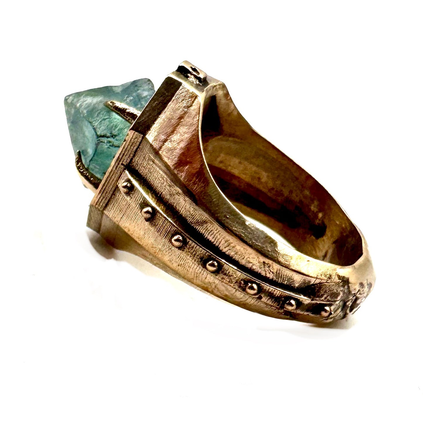 Citadel Ring With Raw Fluorite in Bronze