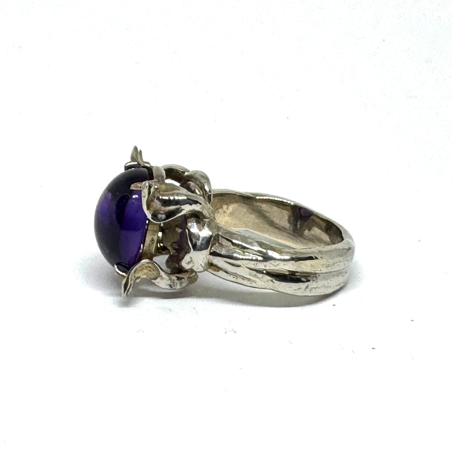 Barashyth’s Coil Ring Amethyst And White Bronze Band