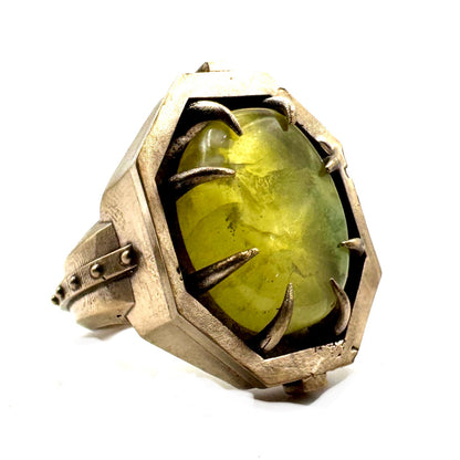 Citadel Ring With Prehnite in Bronze