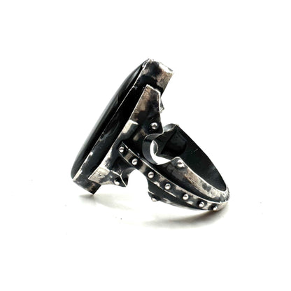 Citadel Ring With Talon Onyx in Sterling Silver