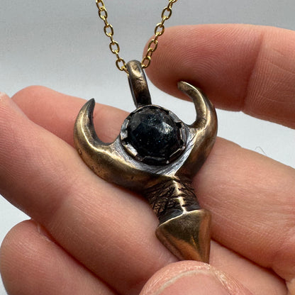 Horned Divinity Necklace In Bronze