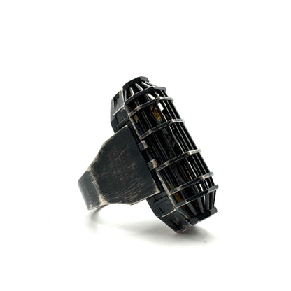 Draugr Coffin Ring in Sterling Silver and Black Wood