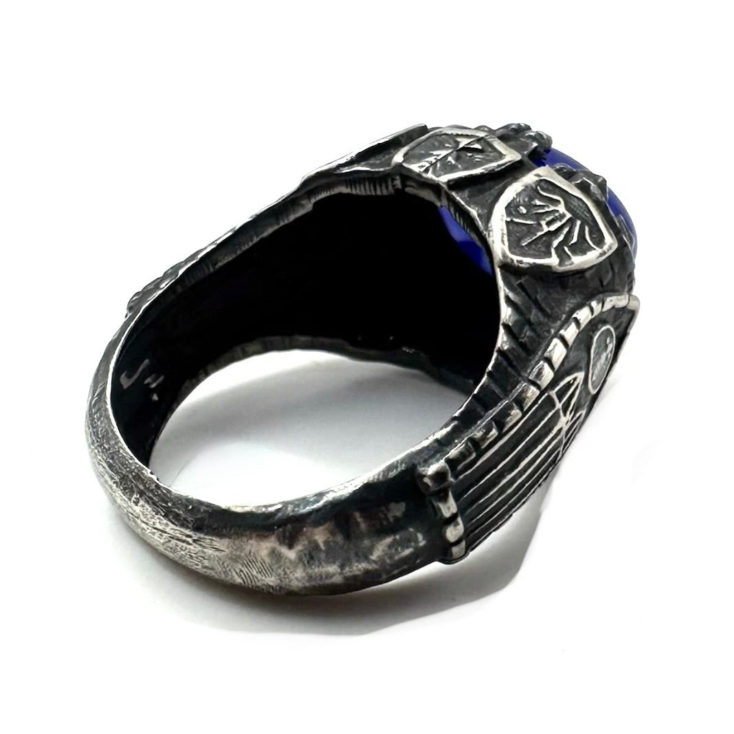 The Crypt of Kings Ring in Sterling Silver with Blue Onyx