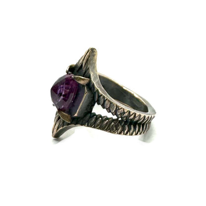 Serpent’s Bite Ring amethyst in Bronze