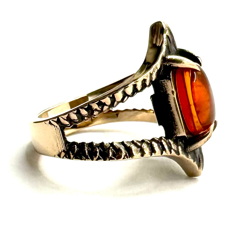 Serpent’s Bite Ring Amber in Bronze