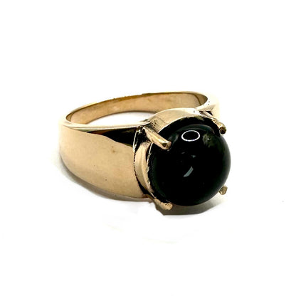 Draco Brutalist Ring with Onyx in Bronze