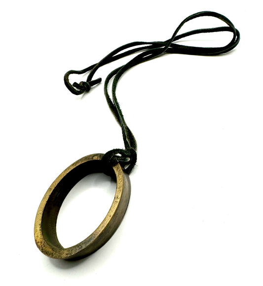 Brutalist Bronze Pendant on a Black Leather Cord