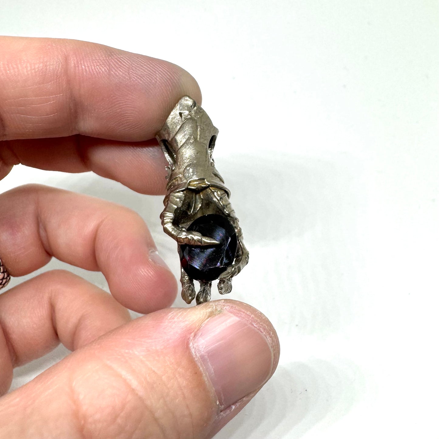 Abaddon Small Bronze Pendant Garnet and Onyx