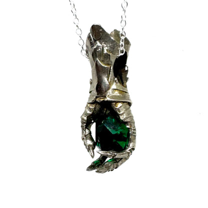 Abaddon Small Bronze Pendant Emerald Nano Quartz and Onyx