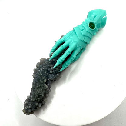 TO BE CAST -  Abaddon Pendant In sterling Silver And Grape Agate And Green Onyx