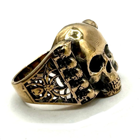 Anansi’s Blessing Skull Ring in Bronze