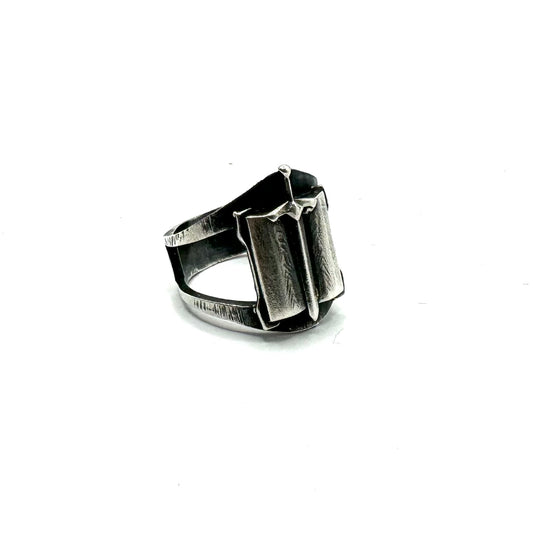 Midi Shadowblade Grimoire Ring In Sterling Silver