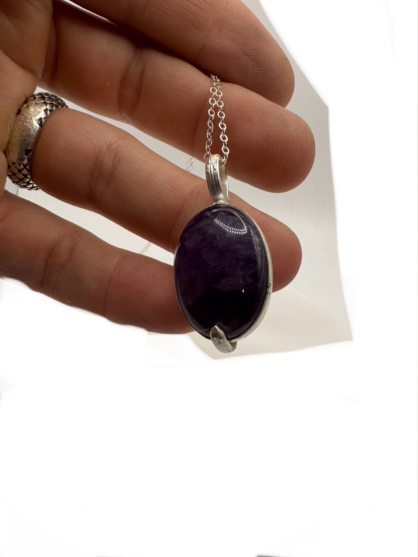 Amulet of Veiled Divinity in Sterling and Amethyst