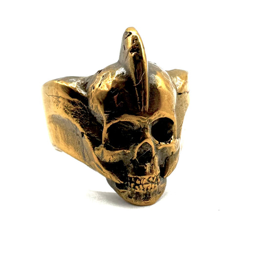 Kukulkan’s Venom Skull Ring in Bronze