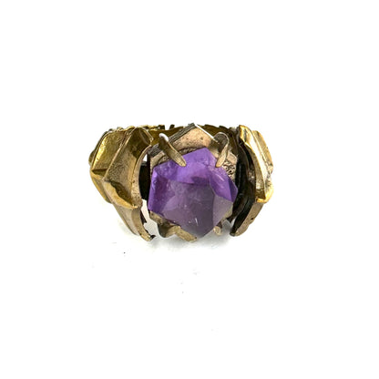 Ring of Amethyst Monolith Bronze Brutalist Ring