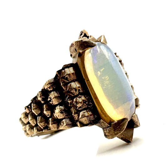 Serpent’s Claw Ring with Welo Opal in Bronze