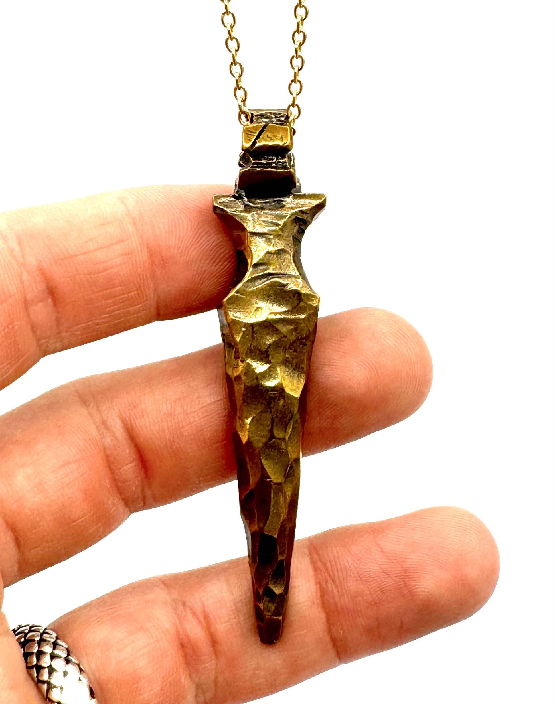 Geode Blade Necklace in Bronze