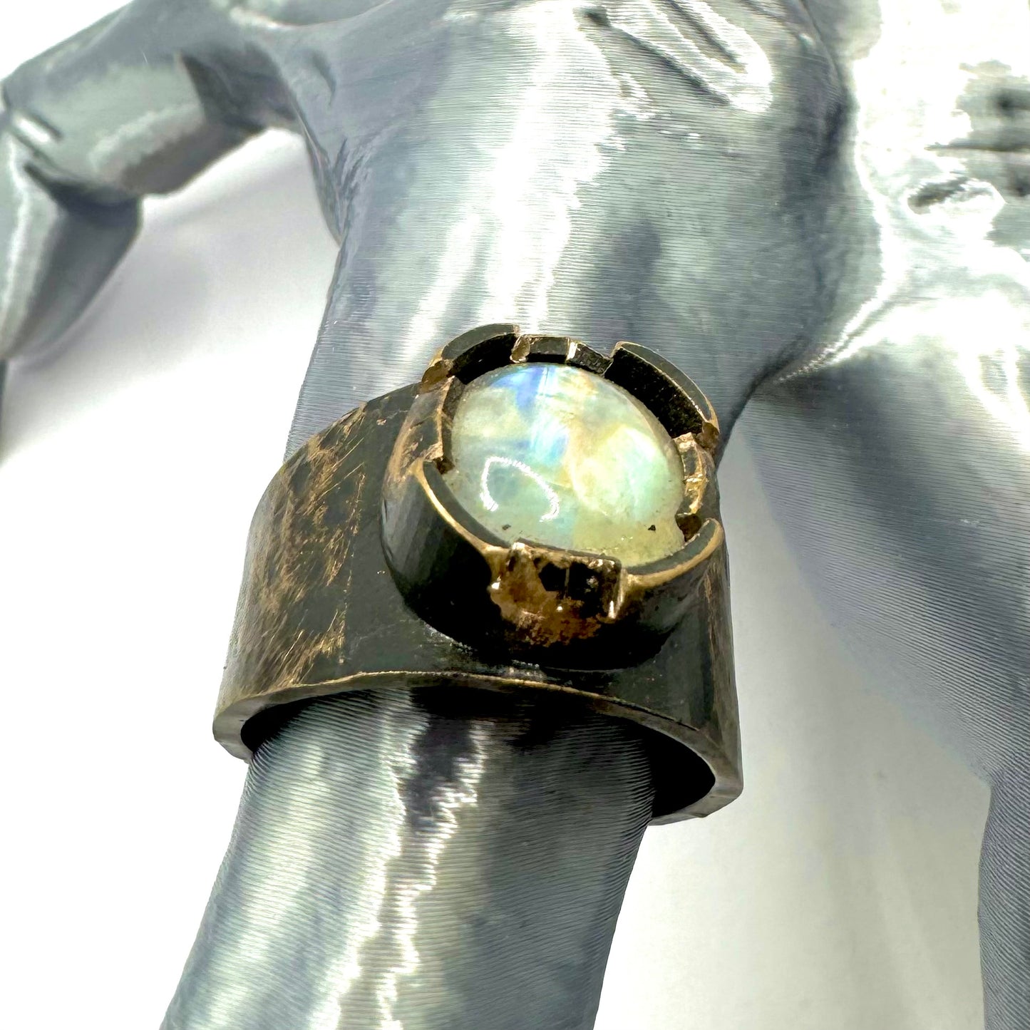 Bronze Moonstone Brutalist Ring