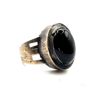 Oracle's Boon With Onyx Brutalist Ring